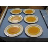 A set of six Midwinter Stonehenge Sun Pattern SH1 large oval plates, 35cm (6)