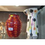 A Poole Pottery Strobe design vase, 21 cm high, and another large tapering vase (2)