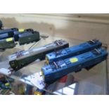 Three Triang electric pantograph locomotives, Blue Aurura, Blue Pandora, Green 27000 Electra (3)