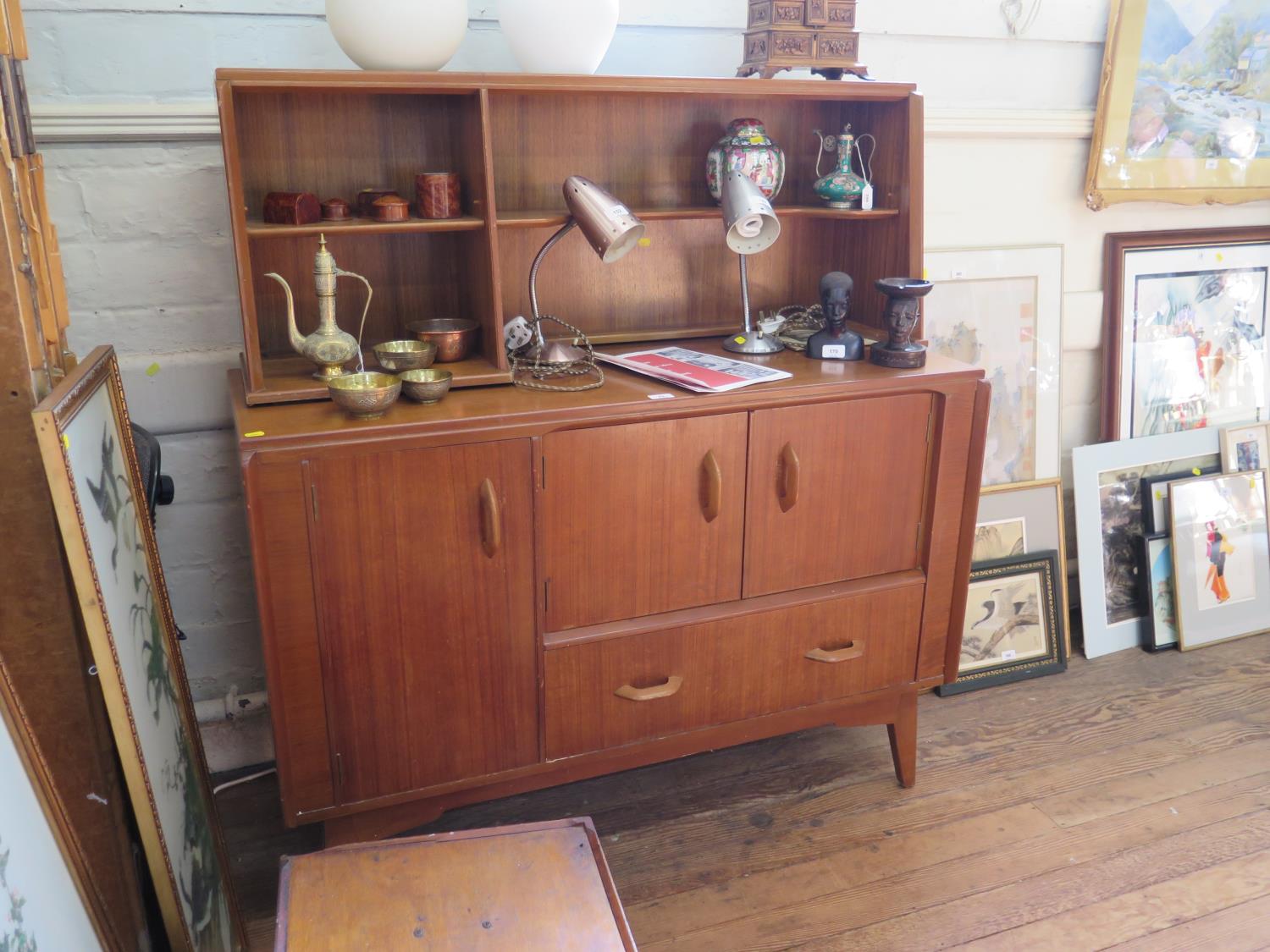 A 1950s G-Plan 'Brandon' range teak dining room suite, comprising a drop leaf table with four dining - Image 2 of 2