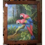 E.H. Harvey Two parrots perched in a tropical setting acrylic on canvas signed 60 x 50 cm