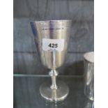 A French silver goblet, engraved with a vignette of race horses, the foot with contemporary