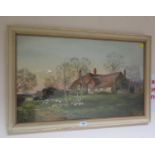 L. Van Staten 'High Park from the Meadow' watercolour original label verso 40cm x 65cm