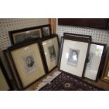 A collection of portrait engravings, including a pair dedicated to the Duke of Chatres, Garrick