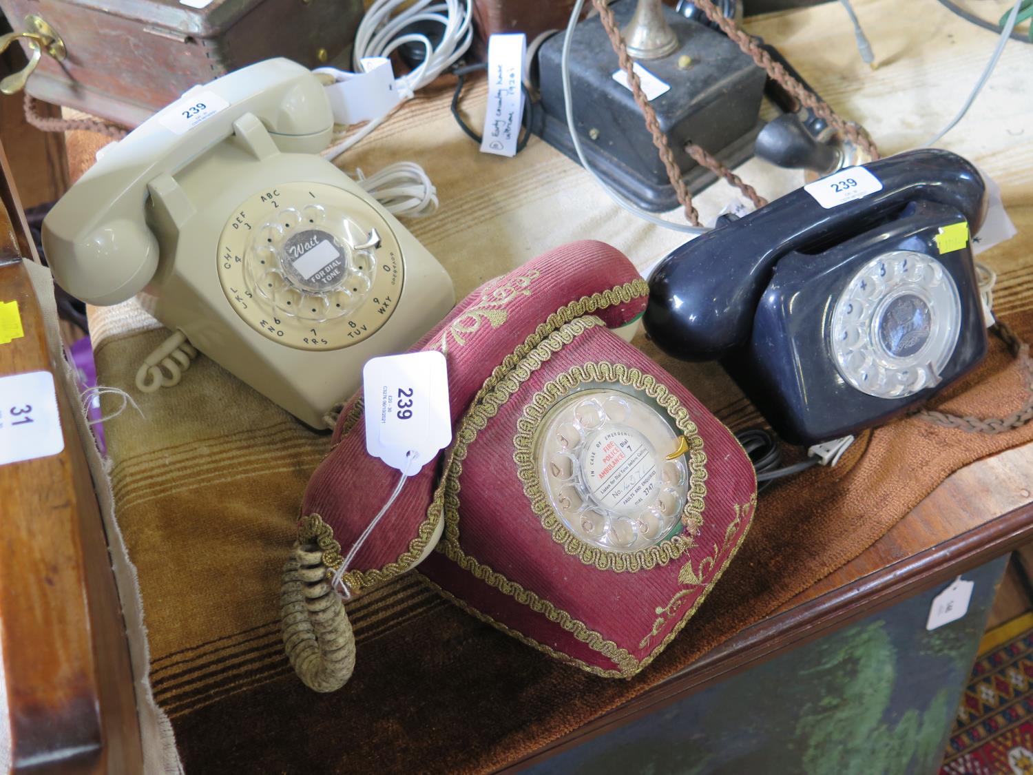 A P.O. commemorative telephone for the Silver Jubilee 1977, with special dial insert, a fabric