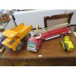 Nylint Fire Escape Truck, Tonka caterpillar tractor and Earth Tipper (3)