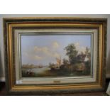 T.K. Douglas sailing vessels on rivers, in the Dutch style oil on canvas a signed pair 30 x 50 cm (