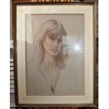 Savill Bust length portrait of a lady pastel signed 66 x 47 cm