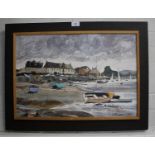 K. Hensby, Beach cove landscape, oil on board, signed K. Hensby, 57 x 39cm framed