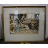 Geoffrey Hall A wheelwright at work watercolour signed and dated 1984 32 x 45 cm