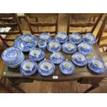 Spode Italian pattern tea wares, including 12 cups and saucers, two coffee cups and saucers, 17