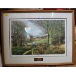 Terry Harrison 'The Long Drive' signed print titled with brass plaque 28cm x 45cm