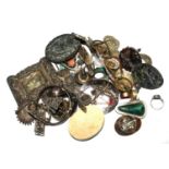 A collection of costume jewellery and miscellaneous decorative items