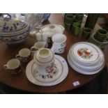 A J&G Meakin Studio Poppy pattern part table service, including tea pot, salt and pepper, and