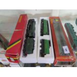 A Hornby 21C166 Battle of Britian class 'SPITFIRE' with crew, malacite green locomotive and