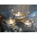 A three piece Indian silver tea service