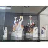 Five Staffordshire Flatback Figurines. 19th century. Comprising Dick Turpin, 25.5cm high. And four