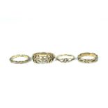 Four 9 carat gold rings, 10 grms