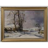 Oil on Canvas. Signed lower left. Fred Marshallsay. Winter Scene. 60cm x 85cm. Framed.