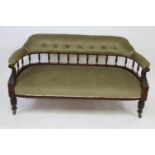 A Part Late Victorian Mahogany Framed Salon Suite. Of three pieces. Upholstery in need of