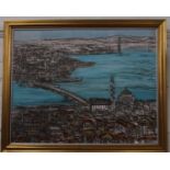 20th Century Asian School. View of Istanbul, oil on canvas. 77cm x97 cm. Bought in 1980 at Galerie