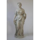 A Marble and plaster Composite Statue. Circa 1900. In the form of a classical maiden. 168cm x 50cm.