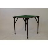 A Stained wood Card Table. Early 20th century. of typical form with green baize top. 71cm x 74cm