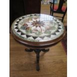 A Fine Early Victorian Walnut and Specimen Marble Table. Circa 1840. Supported by a baluster