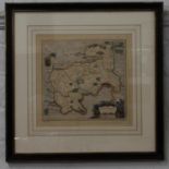 A coloured engraving of a map of Middlesex. 30cm x 31cm