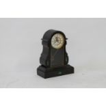 A 19th Century Belgium Slate Mantel Clock. Circa 1880. Of architectural form . Inlaid with