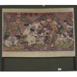 Indonesian Fabric. Painted with Puppets. 50cm x 80cm