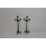 A Pair of Regency Bronze Five light Candelabra. Each cast with a Heron Standing on top of a