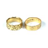 Two 18 carat gold rings size K and a half and size M, 8 grams
