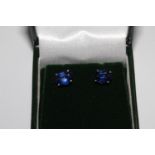 Pair oval kyanite studs, set in silver