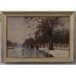 John Horwood (b.1934) Oil on canvas. Figures on the Mall. Works by this artist were in the