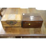 A 19th Century rosewood jewellery box and a vintage Chinese box