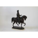A Late 19th/Early 20th century Bronze. Signed Hunt. Cast in the form of a mounted soldier in 17th