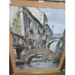 Farago. Watercolour and mixed media. Venezia '70. framed. 46.9cm x 60.9cm.