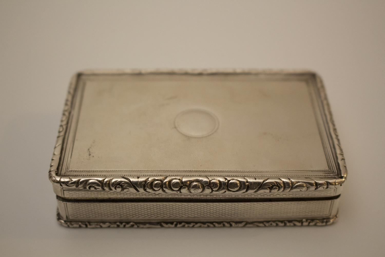 A Victorian Sterling Silver Table Snuff Box. Edward Edwards II. London 1846. With cast foliate