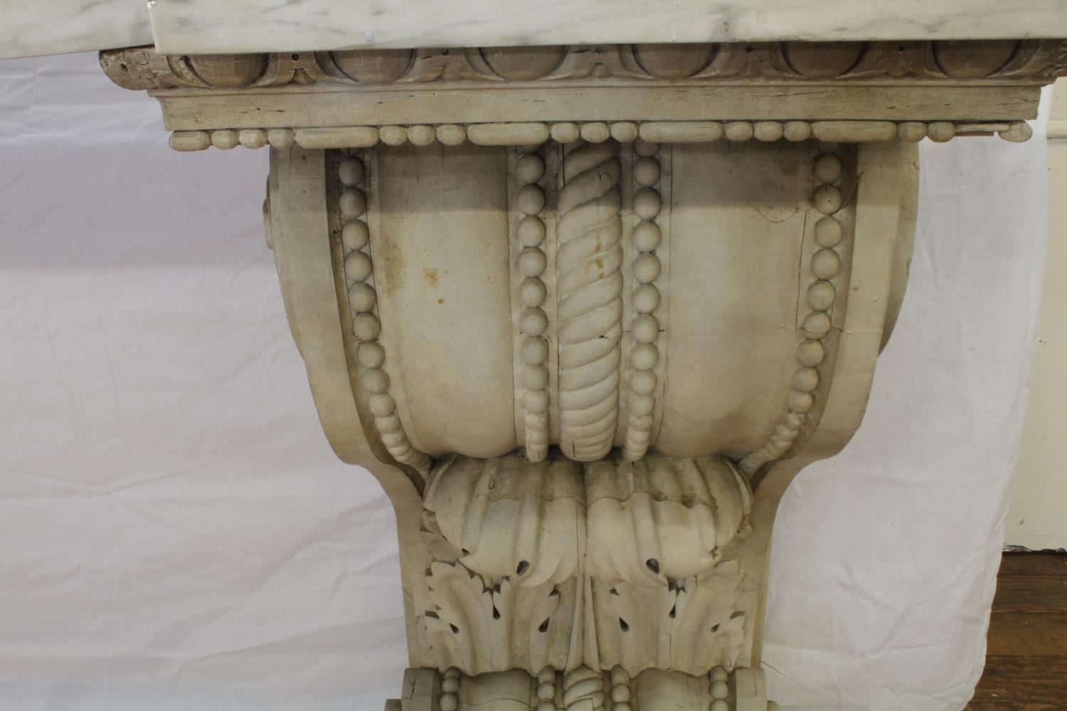 A massive late 18th century Console table. Of architectural proportions. The wooden base carved in - Image 3 of 4