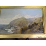English 19th Century School. Oil on canvas. Lanscape with figures. Unsigned
