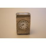A George V Sterling Silver Cased Clock Timepiece. Drew & Sons (Ernest & John Summers Drew), Lo ndn