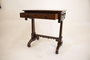 A Rare Regency Elm Side Table. Circa 1925. Fitted with a single drawer. Bobbin borders throughout.
