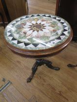 A Fine Early Victorian Walnut and Specimen Marble Table. Circa 1840. Supported by a baluster