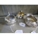 Silver plated cream jug and two sugar bowls (3)