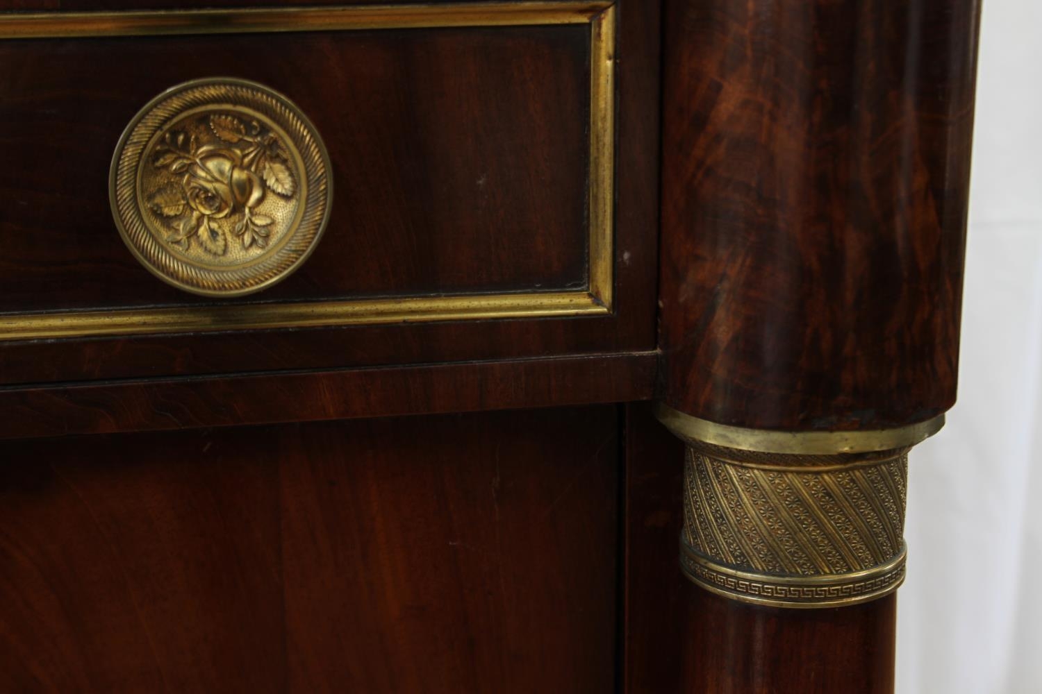 A French First Empire Secretaire a'abattant . The fall front opening to reveal interior flanked by - Image 4 of 4