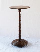 A Victorian Wine Table. Second half of the 19th century. With an Octagonal top above a turned