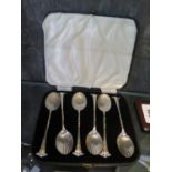 A cased set of six silver teaspoons