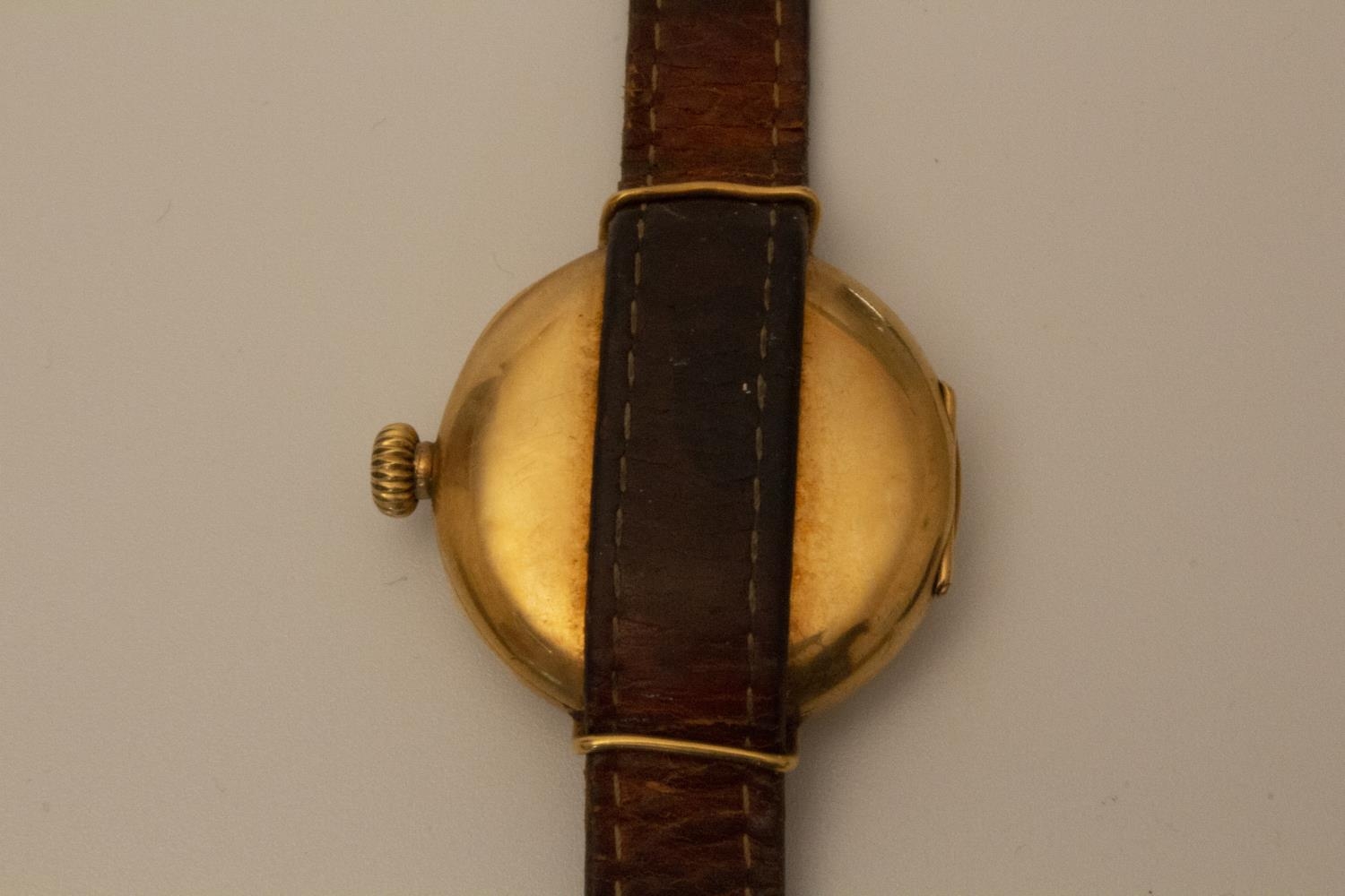 A lady's wrist watch gold colour with enamel dial and Arabic numerals - Image 2 of 2