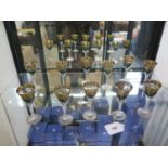 Eleven small wine glasses with gilt decoration 11.5cm (11)